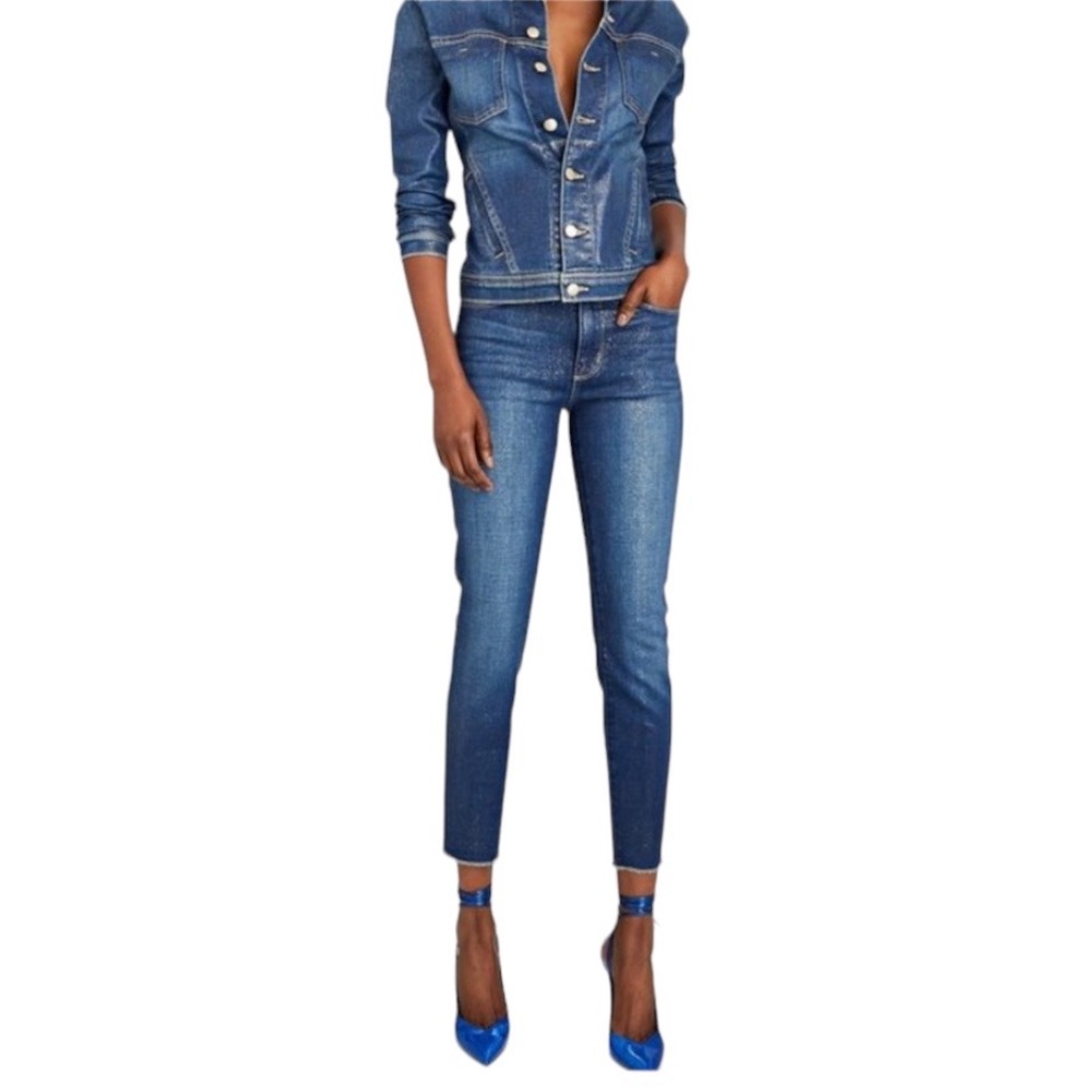 L’AGENCE El Matador Gold Glitter Coated Jeans
